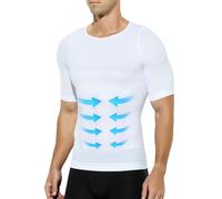 Casey Kevin Compression Shirts for Men Slimming Shirt Body Shaper Gynecomastia Base Layer Undershirts,White-ml5006,L