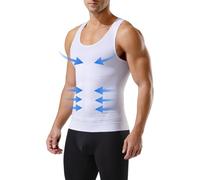 Casey Kevin Compression Undershirts for Men Body Shaper Tank Top Slimming Vest Sleeveless Shapewear Tummy Control Gynecomastia Athletic Sports Gym Shirts,White,XL