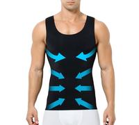 Casey Kevin Compression Vest for Men Slimming Body Shaper Tight Compression Tank Tops Chest Abdomen Muscle Shapewear Belly Vest Undershirts, Black, 3XL