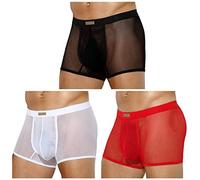Casey Kevin Men Sexy Mesh Boxer Briefs Stretch Breathable Shorts Hipsters Trunk Underwear,3 PACK-XXXL