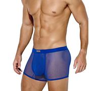 Casey Kevin Men Sexy Mesh Boxer Briefs Stretch Breathable Shorts Hipsters Trunk Underwear,BLUE-S