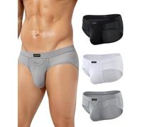 Casey Kevin Men's Breathable Mesh Underwear Briefs Horizontal Fly 3 Pack