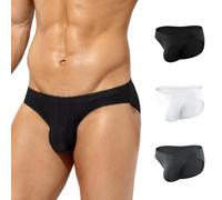 Casey Kevin Men's Classic Briefs Underwear Soft Ice Silk Pants Mesh Breathable Sports Slips Underpants 3 Pack,Size (S-XXL),A1-XL