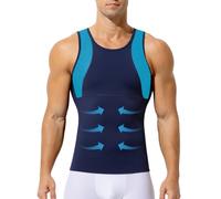 Casey Kevin Mens Compression Shirt Vest Slimming Body Shaper Tank Tops Tummy Control Shapewear Undershirts,Navy Blue,XXL