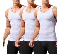 Casey Kevin Men's Compression Shirts Vest Tank Top 3 Pack Shapewear Slimming Body Shaper Muscle Vest Tummy Control Undershirts