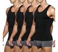 Casey Kevin Men's Compression Tank Top Undershirts 4 Pack Slimming Body Shaper Muscle Vest,Z1-ml2003-4 Pack（4 Black,XL