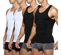 Casey Kevin Men's Compression Tank Top Undershirts 4 Pack Slimming Body Shaper Muscle Vest,Z2-ml2003-4 Pack（2 Black & 2 White,M