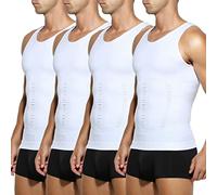 Casey Kevin Men's Compression Tank Top Undershirts 4 Pack Slimming Body Shaper Muscle Vest,Z5-ml2003-4 Pack（4 White,XL