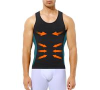 Casey Kevin Mens Compression Vest Elastic Slimming Body Shapewear Tummy Control Undershirts Workout Tank Top Waist Trainer,Black-XL