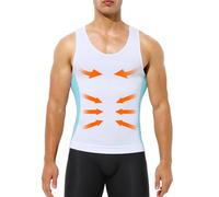 Casey Kevin Mens Compression Vest Elastic Slimming Body Shapewear Tummy Control Undershirts Workout Tank Top Waist Trainer,White-L