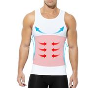Casey Kevin Men's Compression Vest Shapewear 4-Way Stretch Tummy Control Slimming Vest Ice Silk Body Shaper Tank Tops Workouts Undershirts,White,2XL