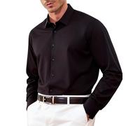 Casey Kevin Mens Dress Shirts Long Sleeve Bamboo Fiber Stretch Formal Tops | Anti-wrinkle Stain-resistant, Non Iron Business, Casual Work Wedding Button Down Shirt, Regular Fit Breathable