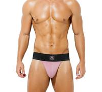 Casey Kevin Men's Jockstrap Pouch Sexy Jock Straps Modal Athletic Supporter Underwear Thong without Leg Strap Pink S