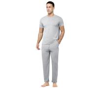 Casey Kevin Mens Loungewear Short Sleeve Pyjamas Set Soft Breathable Top Bottom Sleepwear Grey,CK3502