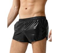 Casey Kevin Men's Metallic Shiny Boxer Sexy Pants,Black-AK3111,XL