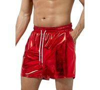 Casey Kevin Men's Metallic Shorts Reflective Rave Shorts with Pockets