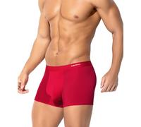 Casey Kevin Men's Modal Underwear Ice Silk Boxers Shorts Soft Breathable Boxer Briefs Microfibre Trunks Thin Mesh Underpants Low Rise Pouch Pants, Red XXL