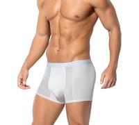 Casey Kevin Men's Modal Underwear Trunks Ice Silk Boxers Shorts Soft Breathable Boxer Briefs Low Rise Pouch Pants Thin Mesh Underpants, White XXL
