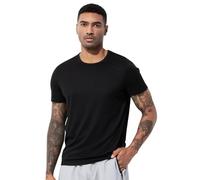 Casey Kevin Men's Plain Crew Neck T-Shirt Sale Clearance Sport Short Sleeve T-Shirt for Men with Dropped Shoulders,Black-S