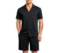 Casey Kevin Men's Pyjamas Set Short Sleeve Button Down Loungewear 2 Pieces