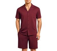 Casey Kevin Men's Pyjamas Set Short Sleeve Button Down Loungewear 2 Pieces