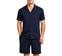 Casey Kevin Men's Pyjamas Set Short Sleeve Button Down Loungewear 2 Pieces