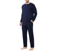 Casey Kevin Mens Pyjamas Set Soft Breathable Loungewear Long Sleeve Top Bottom Sleepwear Blue