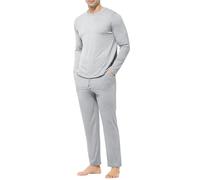 Casey Kevin Mens Pyjamas Set Soft Breathable Loungewear Long Sleeve Top Bottom Sleepwear Grey
