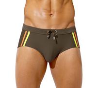 Casey Kevin Men's Quick Dry Swim Briefs Swimwear Square Leg Trunks Bikini Swimsuit with Drawstring, Swimming Surfing Bathing Underwear for Beach Pool Vacation,Military Green,XL