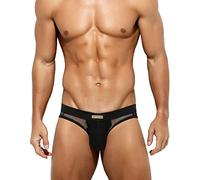 Casey Kevin Men's Sexy Mesh Briefs See Through Underpants Breathable Novelty Underwear-Black,XXLarge