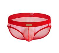 Casey Kevin Men's Sexy Mesh Briefs See Through Underpants Breathable Novelty Underwear-Red,XXLarge