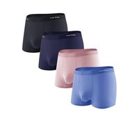 Casey Kevin Mens Sexy Underwear Boxer Briefs for Men Ice Silk Boxer Shorts 4 Pack with Pouch Silky Trunk-S