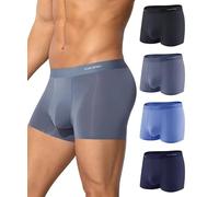 Casey Kevin Mens Sexy Underwear Boxer Briefs for Men Ice Silk Boxer Shorts 4 Pack with Pouch Silky Trunk-XL