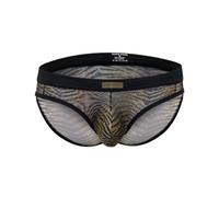 Casey Kevin Men's Sexy Underwear Briefs Mesh See Through Underpants Breathable Stretch Pouch Sheer Pants,Grey Tiger Print,Medium