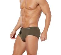 Casey Kevin Men's Solid Swim Briefs Elastic Drawstring Board Surf Swimsuits Quick Drying Bikini Bottom Swimwear,Green-XXL