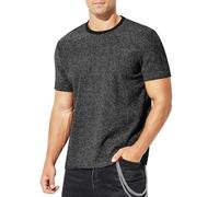 Casey Kevin Men's Sparkly T-Shirts Sequin Tops Shiny Disco Shirt Rave Glitter Party Oufit Light Short Sleeve Reflective Shirts,Black,S
