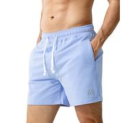 Casey Kevin Men's Sweat Cotton Shorts Summer 5 Inch Short with Zip Pockets Elasticated Waist Drawstring Casual Running Shorts Blue