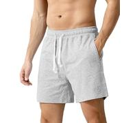 Casey Kevin Men's Sweat Cotton Shorts Summer 5 Inch Short with Zip Pockets Elasticated Waist Drawstring Casual Running Shorts Grey
