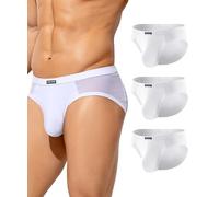 Casey Kevin Men's Underwear Briefs Sexy Mesh Low Rise Underpants Multipack See Through Breathable Anti-chafing Pants Pack of 3,White,XL
