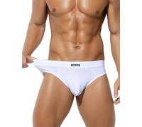Casey Kevin Men's Underwear Briefs Soft Stretch Pants Breathable Low Rise 3D Pouch Underwear Sexy Back Mesh See Through Underpants White XL