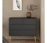 casey wooden chest of 4 drawers in dark grey