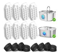 Casfuy PWS-154 & 133 Cat Water Fountain Replacement Filters & Sponges, 8 Count