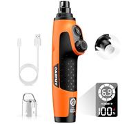 Casfuy Smart 6-Speed Dog Nail Grinder - 50% More Power Pet Nail Grinder with 2 LED Lights Quiet Rechargeable Electric Dog Nail Trimmers File Toenail Grinder for Large Medium Small Dogs & Cats(Orange)