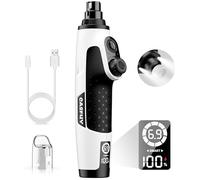 Casfuy Smart 6-Speed Dog Nail Grinder - 50% More Power Pet Nail Grinder with 2 LED Lights Quiet Rechargeable Electric Dog Nail Trimmers File Toenail Grinder for Large Medium Small Dogs & Cats(White)