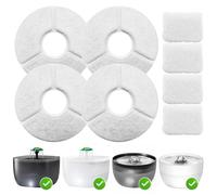 Casfuy W8 & W7 Pet Water Fountain Replacement Filters & Sponges, White, 4 Count
