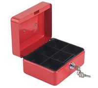Cash Box, Money Box Mini Portable Iron with 2 Keys Reserve 3 or 6 Compartments Design Smooth Handle, Money Safe for Cash for Home Office Traveling (Small Size Red 35x30x67cm/13.78x11.81x26.38in)