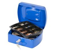 Cash Box Q-CONNECT Medium 205x85x160mm Blue/Office Equipment/Type-Medium Size/Shape-Rounded/Material-Metal/Colour-Blue/Dimensions (mm)-205x85x160