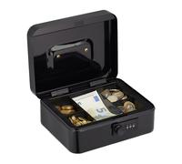 Cash box secure money tin Lockable Coin Organizer 3 compartments compact