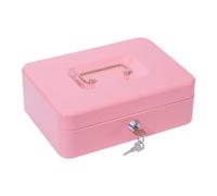 Cash Box with Combination Lock, Money Tin Box with Coin Tray, Lockable Cash Tin for Money Saving Medium 20 * 16 * 9cm Black (Large-Pink1)
