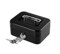 Cash Box with Key, Mini Money Box with key, Portable Money Tin for Home, Office and Events, 11.5 * 8.5 * 6cm(Black-mini)